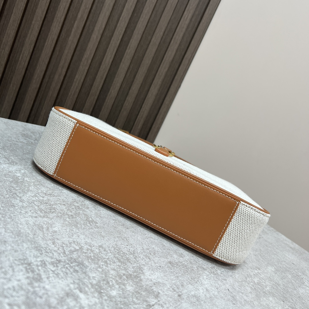 Y*L LE 5 À 7 IN CANVAS AND LEATHER GREGE AND BRICK 9 X 6.3 X 2.5 INCHES