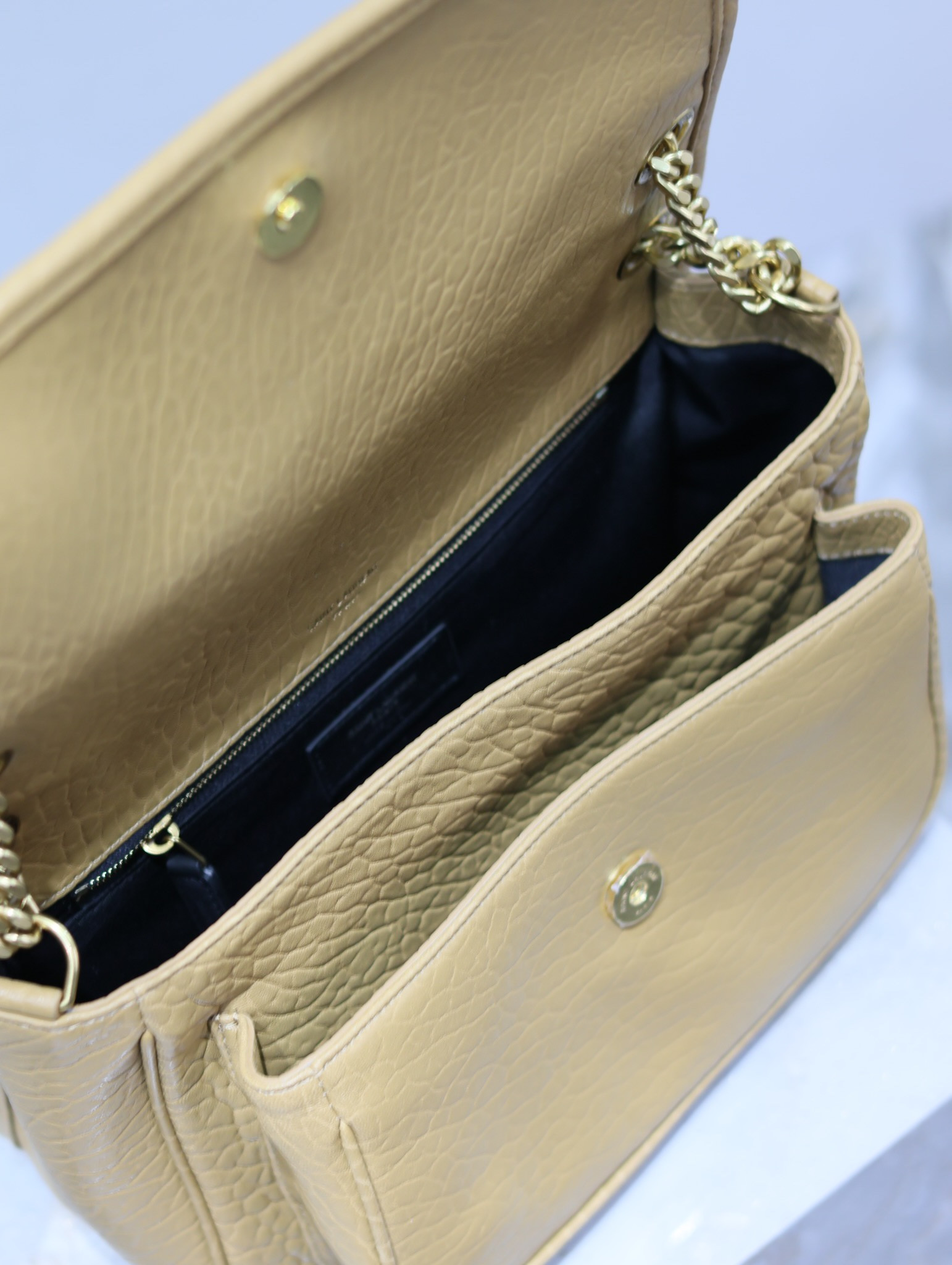 Y*L NIKI MEDIUM IN VINTAGE LEATHER DARK CORK 11 X 7.8 X 3.3 INCHES