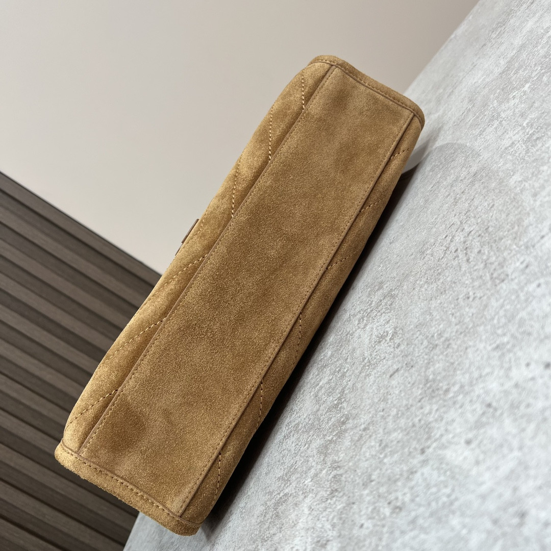 Y*L NIKI MEDIUM SHOPPING IN SUEDE BROWN 12.9 X 10.6 X 4.5 INCHES