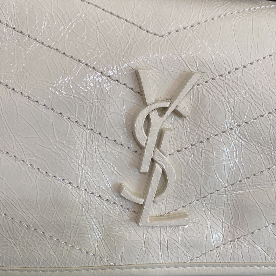 Y*L NIKI MEDIUM IN VINTAGE LEATHER WHITE 11 X 7.8 X 3.3 INCHES