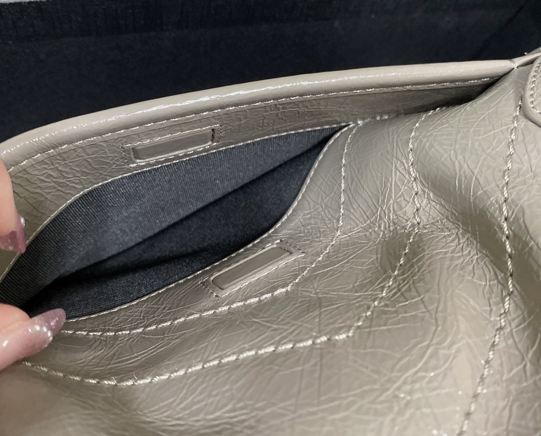 Y*L NIKI BABY IN VINTAGE LEATHER LIGHT GRAY 8.2 X 6 X 2.9 INCHES