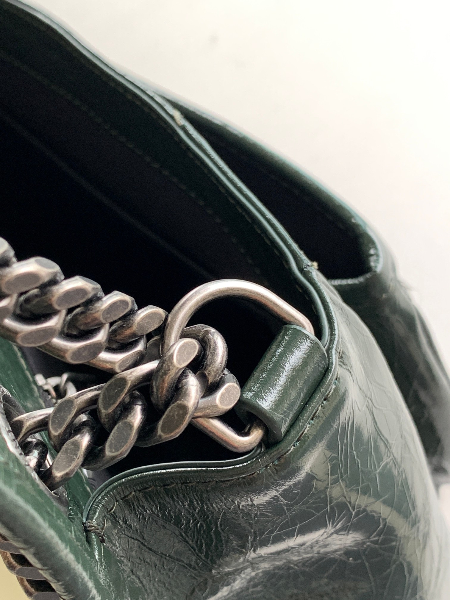 Y*L NIKI MEDIUM IN VINTAGE LEATHER dark green 11 X 7.8 X 3.3 INCHES