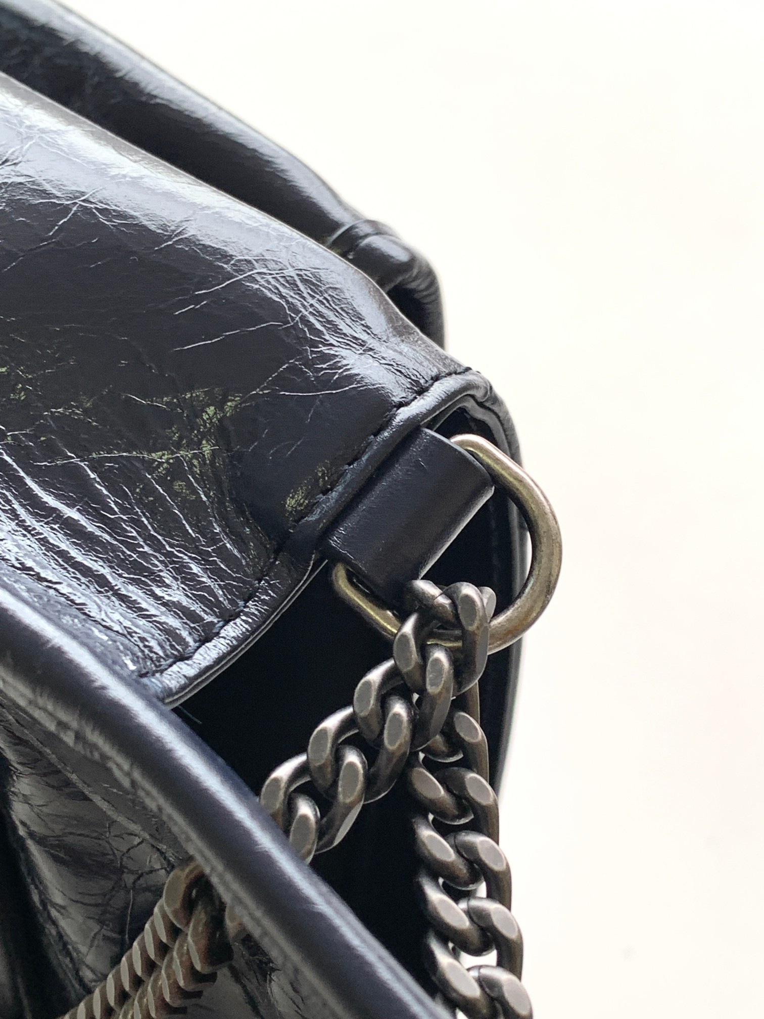 Y*L NIKI BABY IN VINTAGE LEATHER NAVY 8.2 X 6 X 2.9 INCHES