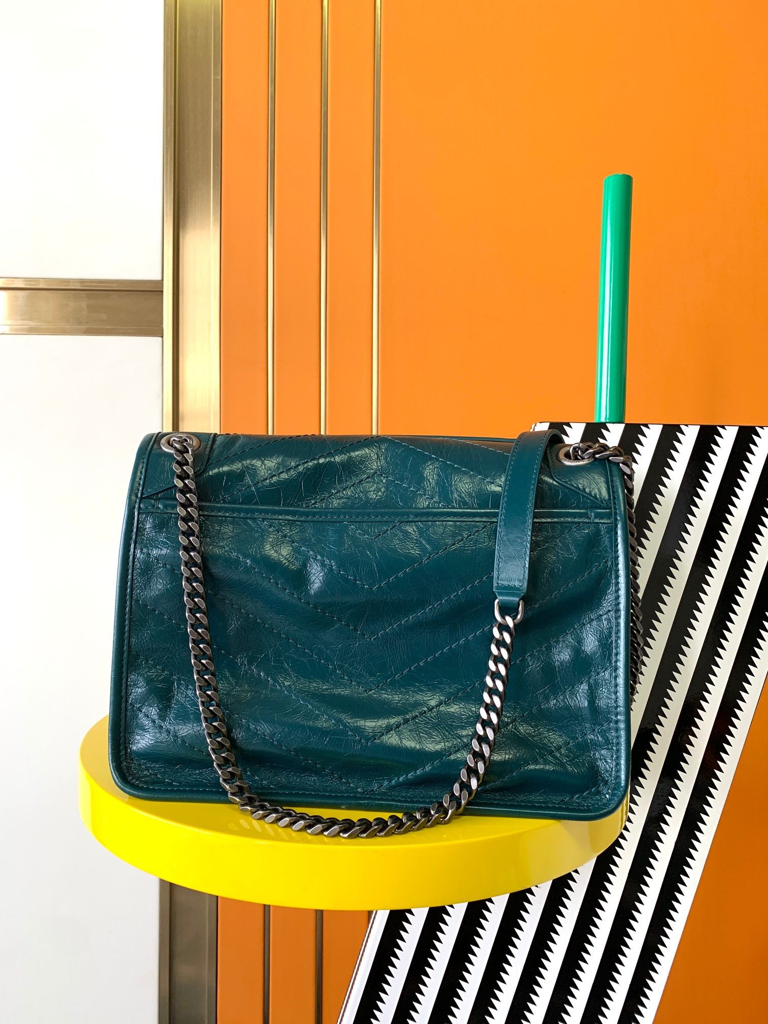 Y*L NIKI MEDIUM IN VINTAGE LEATHER 11 X 7.8 X 3.3 INCHES