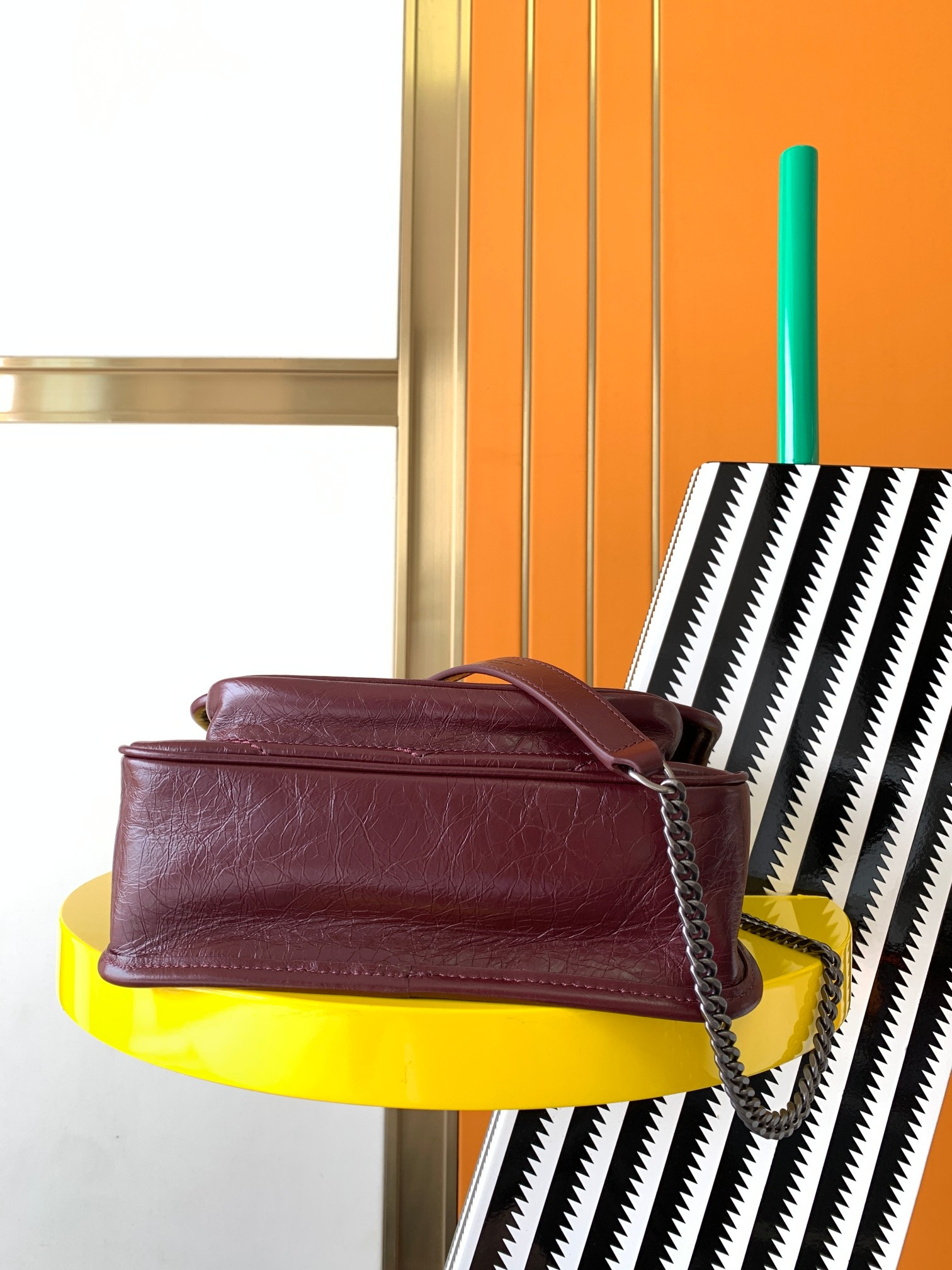 Y*L NIKI BABY IN VINTAGE LEATHER Claret 8.2 X 6 X 2.9 INCHES