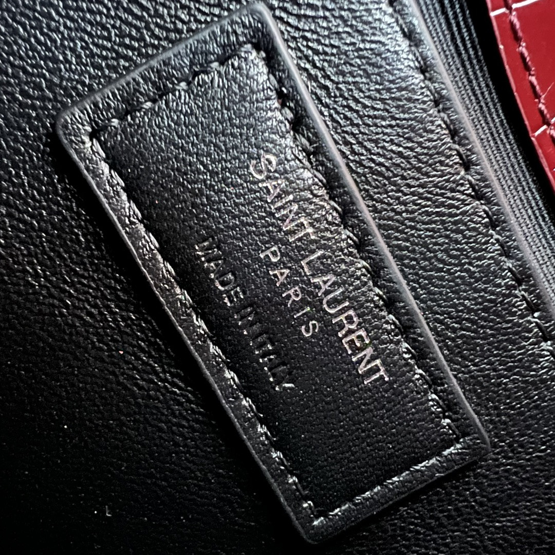 Y*L KATE MEDIUM TASSEL IN CROCODILE-EMBOSSED LEATHER RED 9.4 X 5.7 X 2.1 INCHES