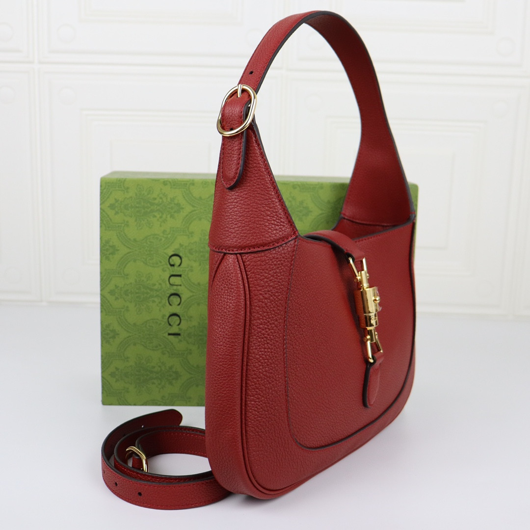 G*u*i JACKIE SMALL SHOULDER BAG Rosso Ancora 10.8"W x 7.5"H x 1.6"D