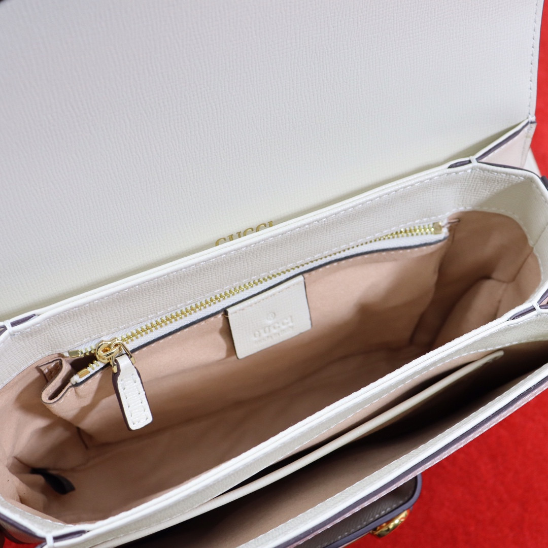 G*u*i HORSEBIT 1955 SHOULDER BAG GRAY WHITE 9.8"W x 7"H x 3.1"D