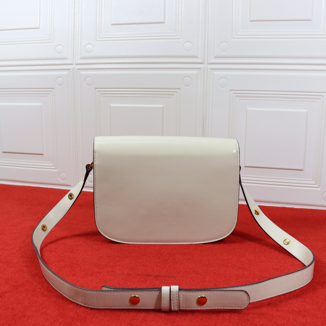 G*u*i HORSEBIT 1955 SHOULDER BAG WHITE 9.8"W x 7"H x 3.1"D