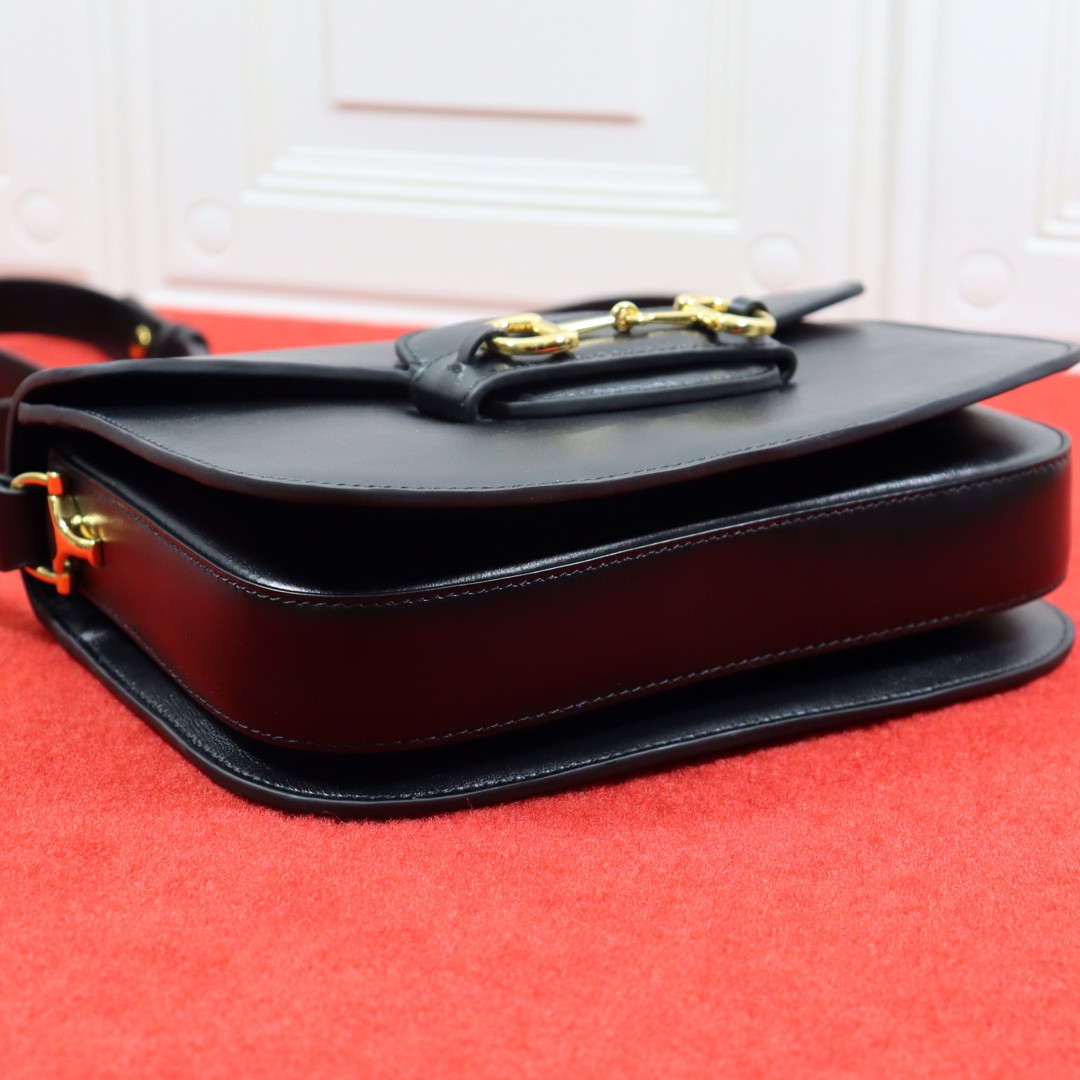 G*u*i HORSEBIT 1955 SHOULDER BAG BLACK 9.8"W x 7"H x 3.1"D