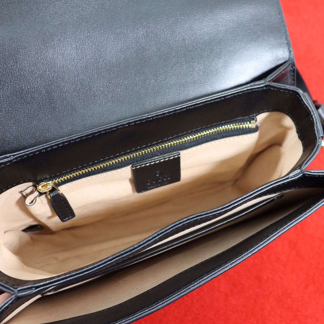 G*u*i HORSEBIT 1955 SHOULDER BAG BLACK 9.8"W x 7"H x 3.1"D