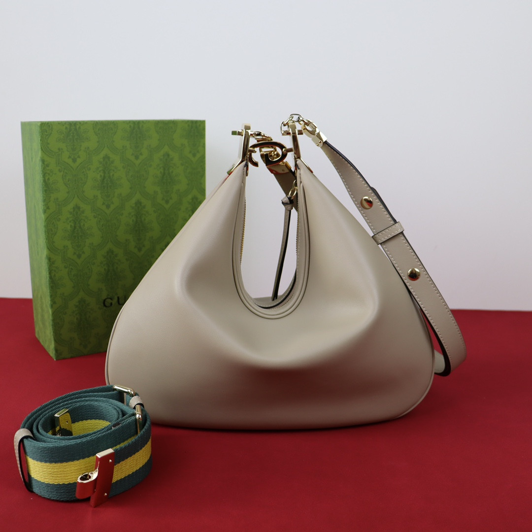 G*u*i ATTACHE MEDIUM SHOULDER BAG GRAY 13.8″W x 12.6″H x 2.4″D