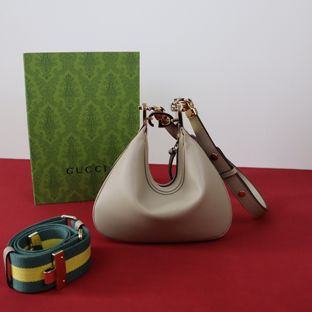 G*u*i ATTACHE SMALL SHOULDER BAG GRAY 9"W x 8.7"H x 2"D