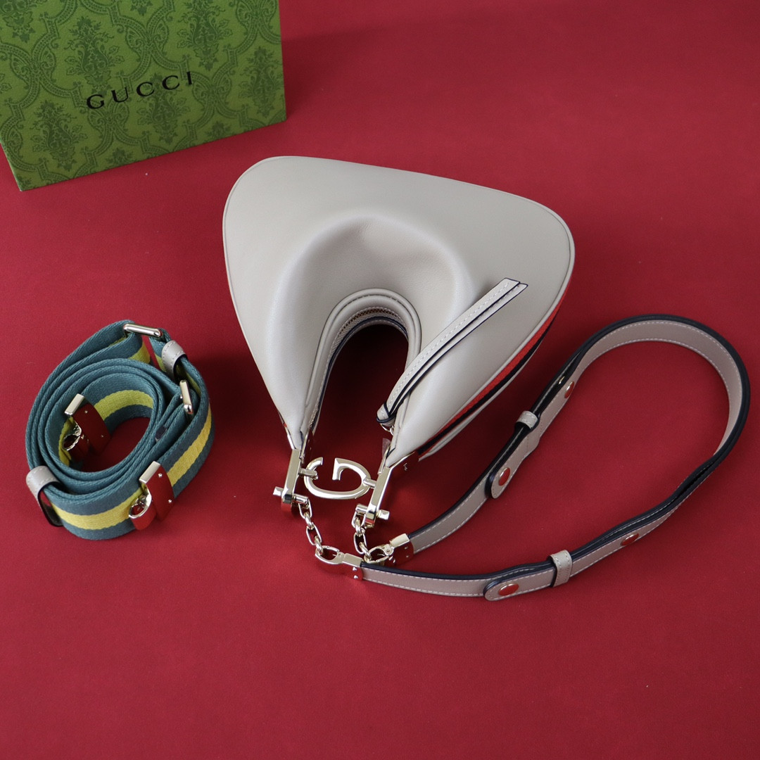 G*u*i ATTACHE SMALL SHOULDER BAG GRAY 9"W x 8.7"H x 2"D