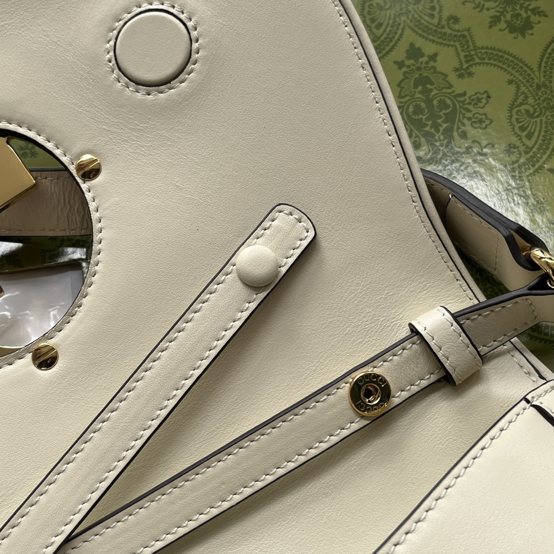 G*u*i BLONDIE SHOULDER BAG WHITE 11"W x 6.3"H x 1.6"D