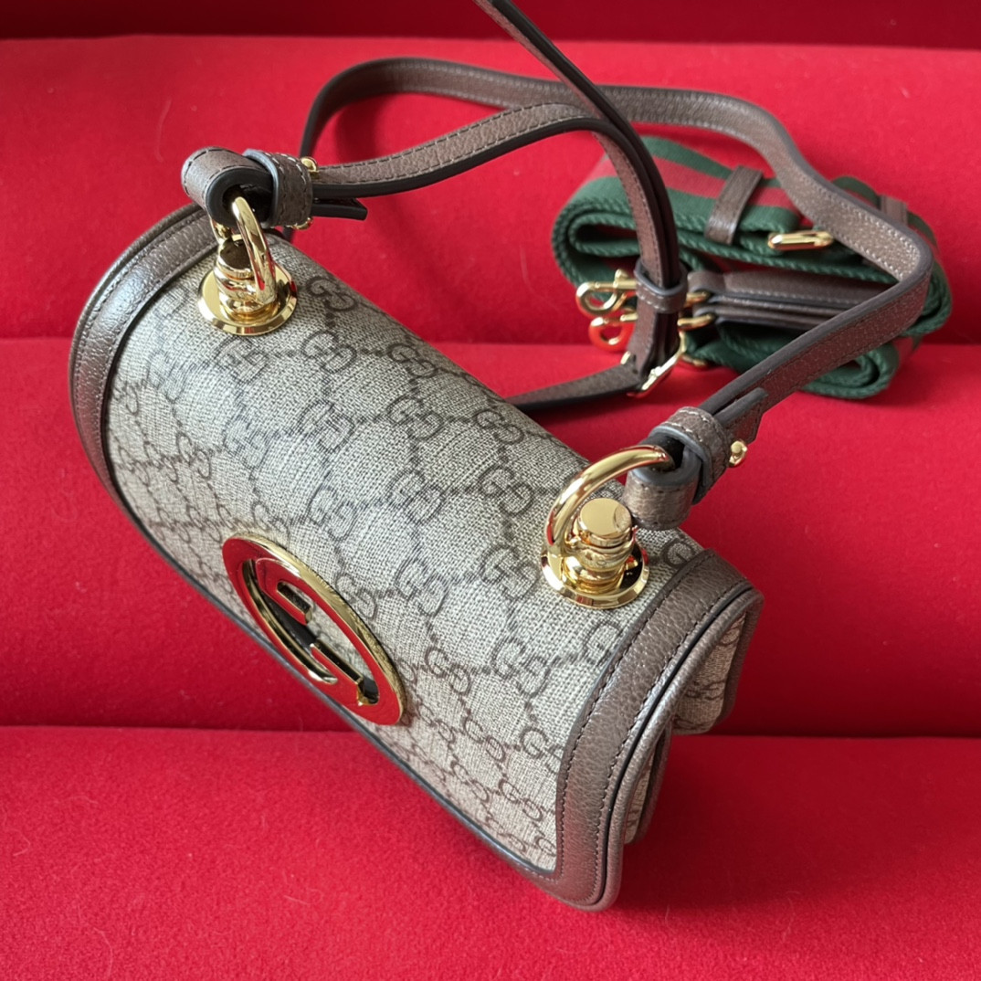 G*u*i BLONDIE MINI BAG Beige and ebony 8.7"W x 5.1"H x 2.2"D