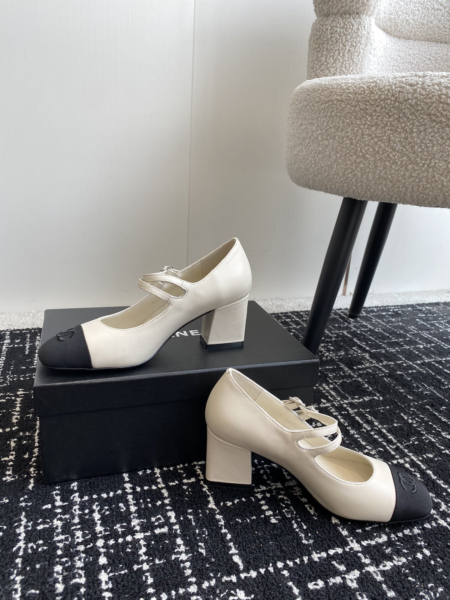 UA Ch*el MARY JANES Lambskin & Grosgrain