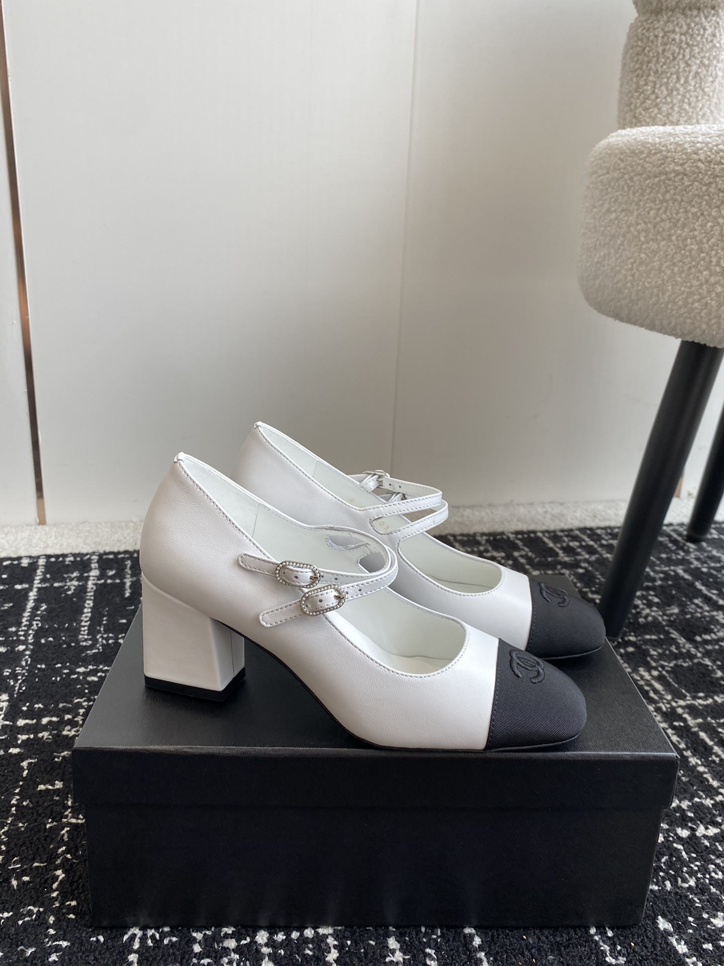 UA Ch*el MARY JANES Lambskin & Grosgrain