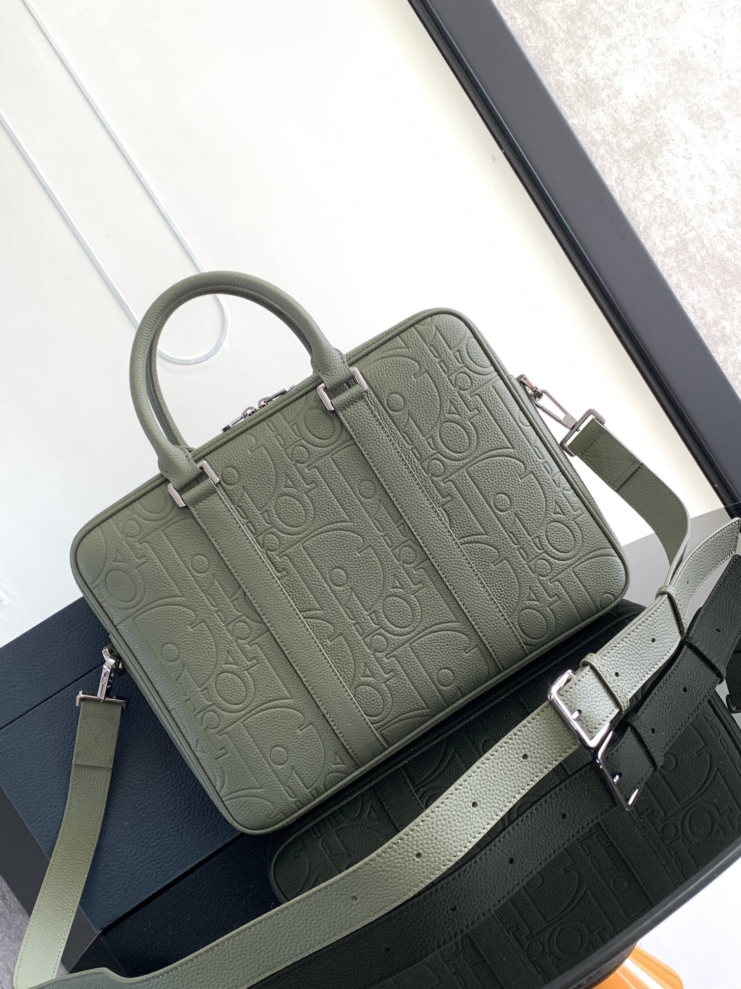 D*0r Briefcase Green D*0r Gravity Leather and Green Grained Calfskin 37 x 28 x 6 cm