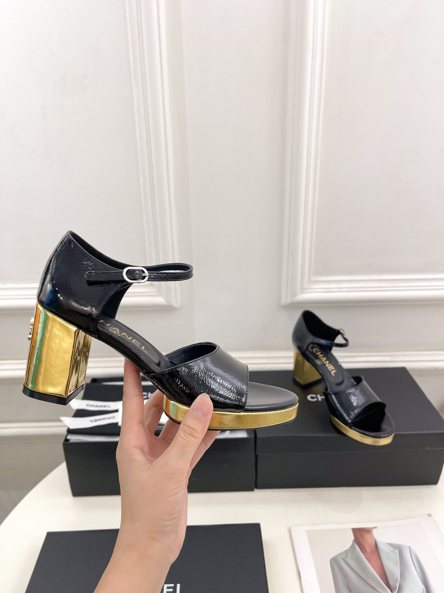 UA Ch*el HEELED SANDALS