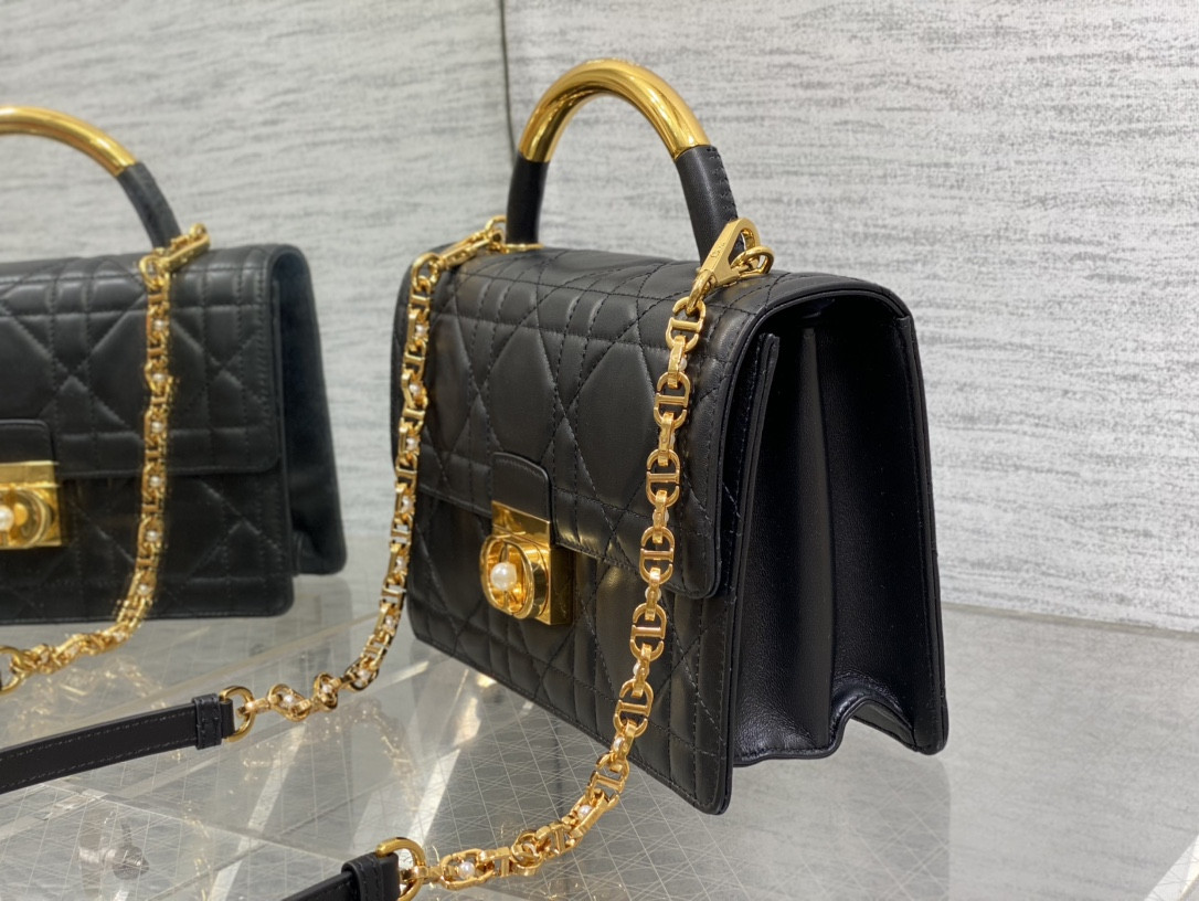 D*0r Medium D*0r Ange Bag Black Macrocannage Calfskin 26 x 17 x 9 cm