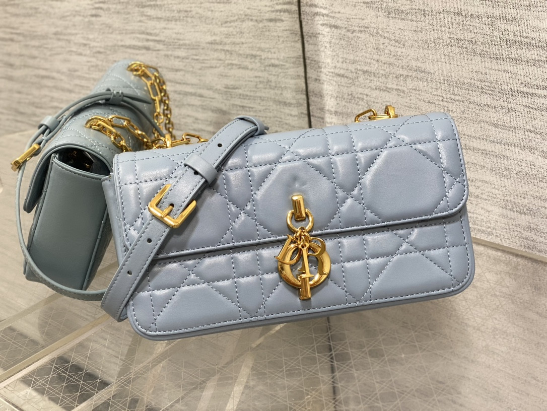 D*0r Mini D*0r Ange Bag Blue Macrocannage Calfskin 20 x 12 x 5 cm