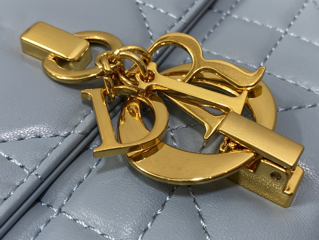 D*0r Mini D*0r Ange Bag Blue Macrocannage Calfskin 20 x 12 x 5 cm