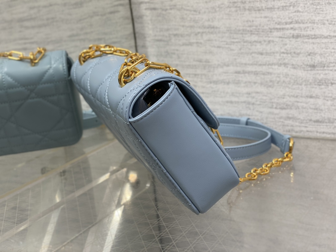 D*0r Mini D*0r Ange Bag Blue Macrocannage Calfskin 20 x 12 x 5 cm