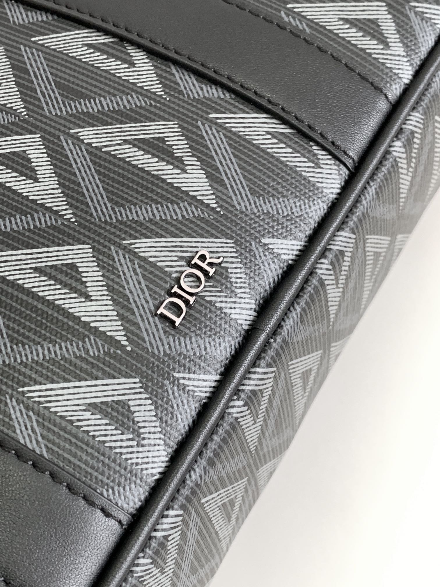 D*0r Zipped Briefcase Black CD Diamond Canvas and Black Grained Calfskin  37 x 28 x 6 cm