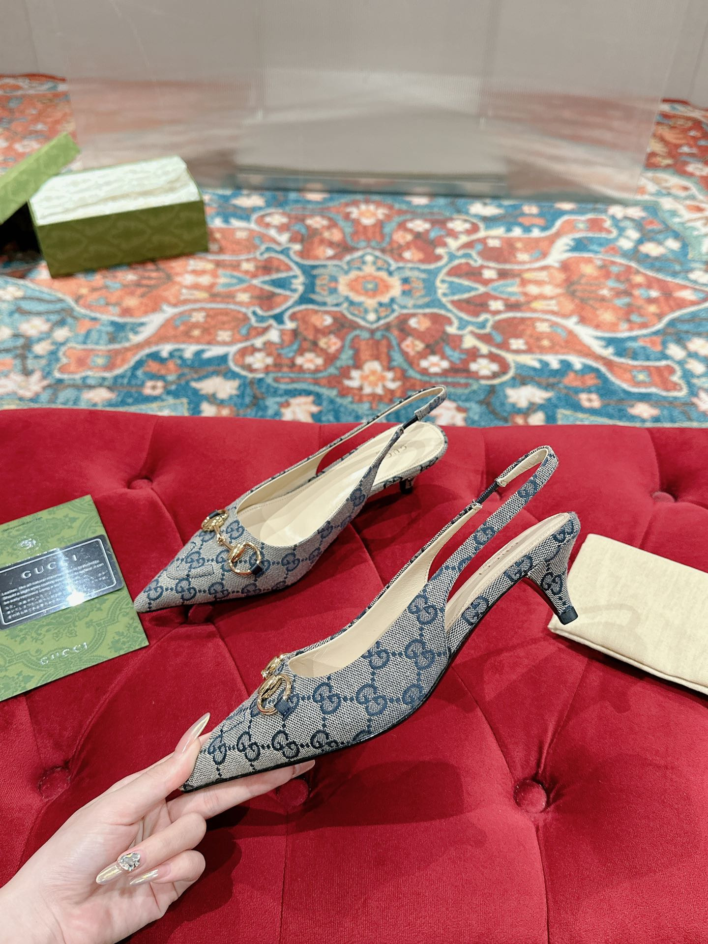 UA G*u*i HORSEBIT SLINGBACK PUMP LOW HEEL