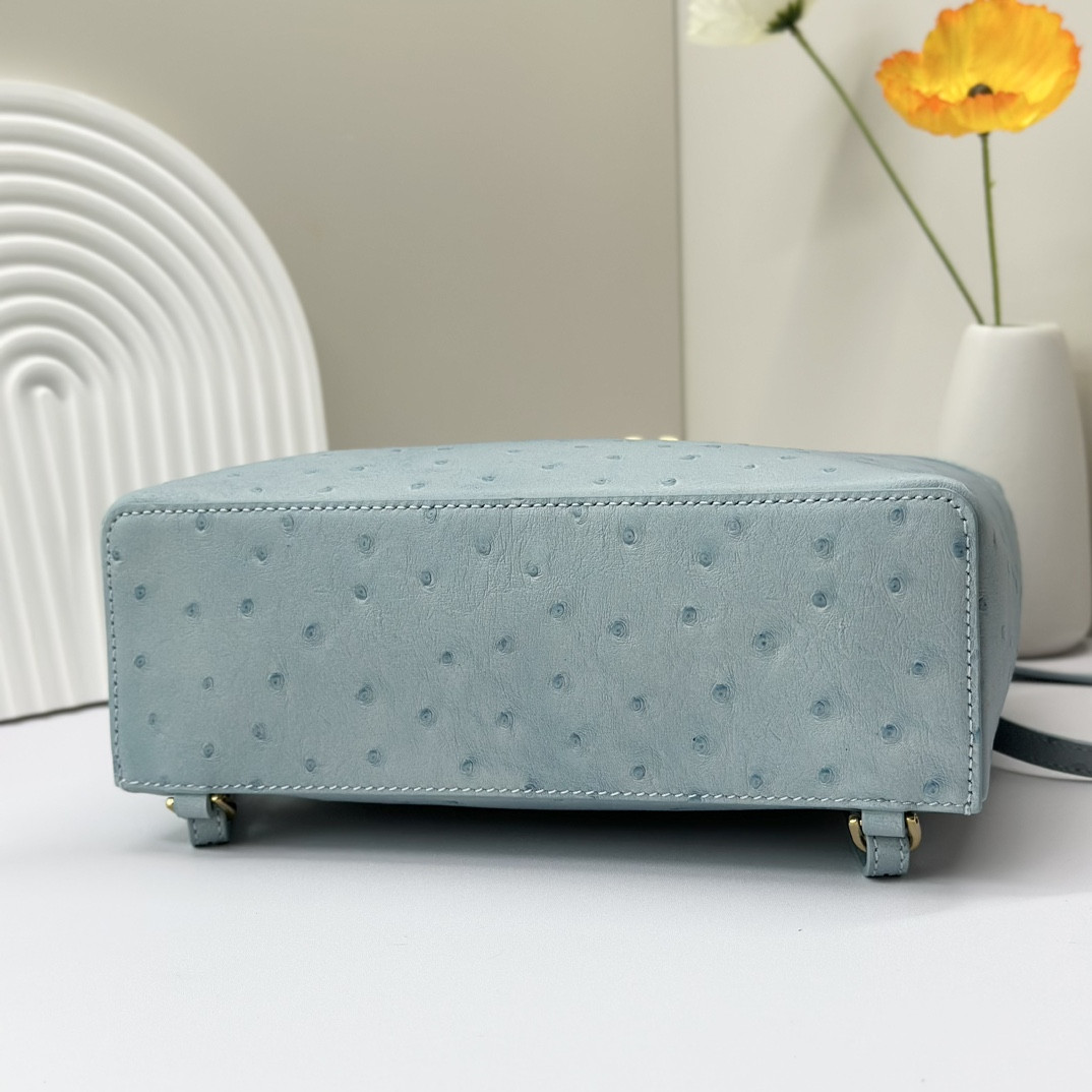 L**o p*ana Extra Pocket backpack L23.5 Ostrich-grained Leather 23 x 21 x 8 cm