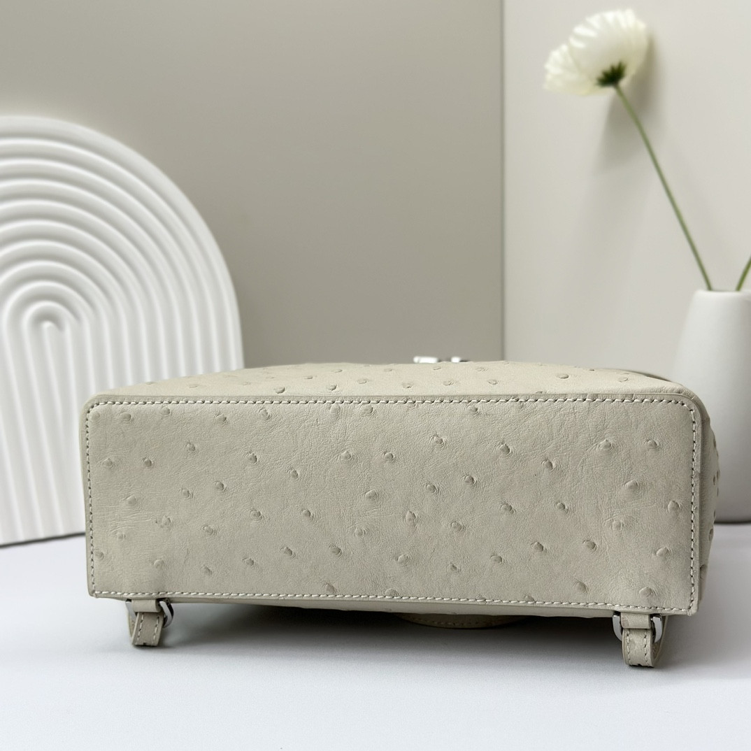 L**o p*ana Extra Pocket backpack L23.5 Ostrich-grained Leather 23 x 21 x 8 cm