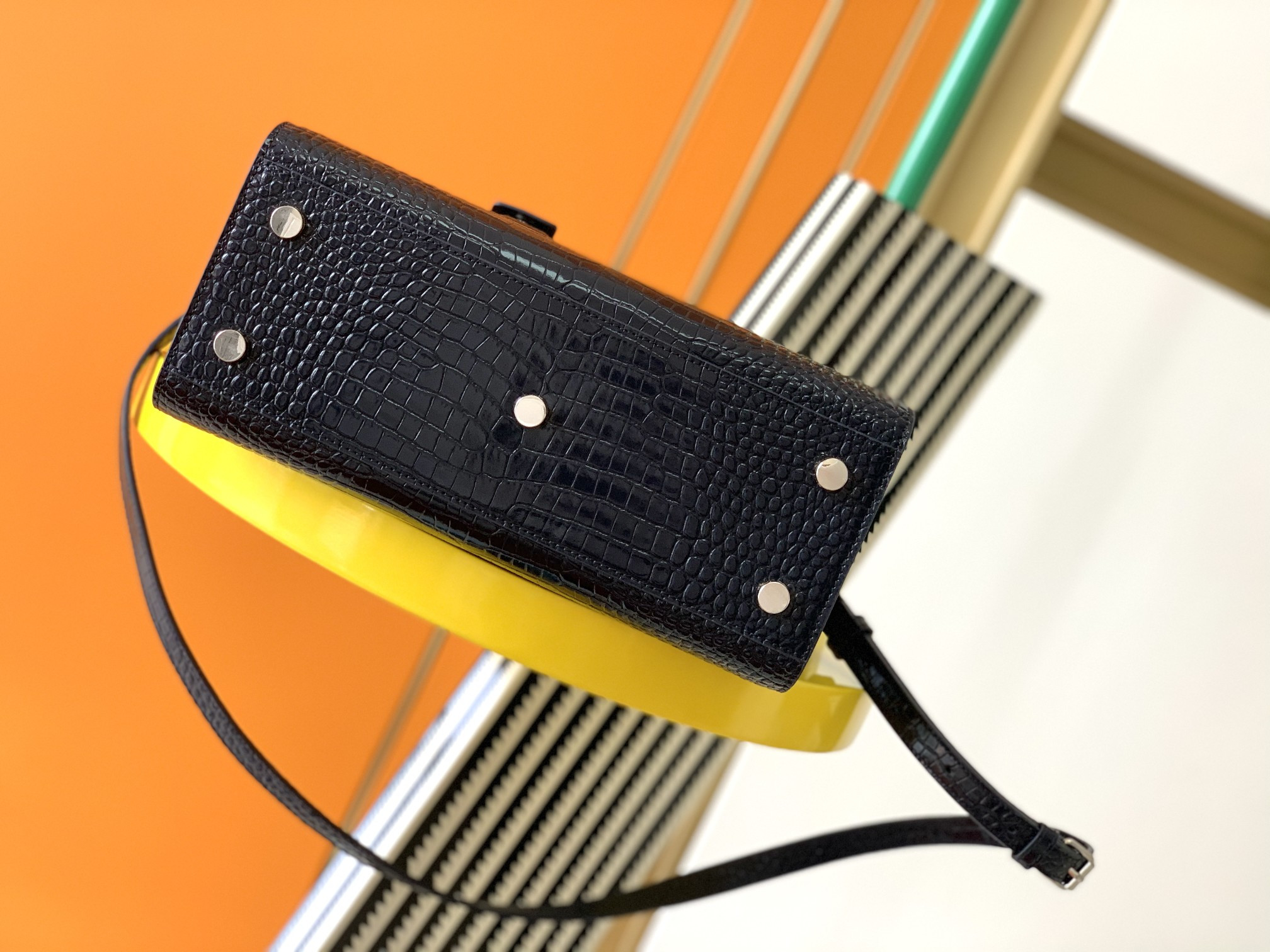 Y*L SAC DE JOUR IN EMBOSSED CROCODILE LEATHER - baby 26x13.5x12.5cm