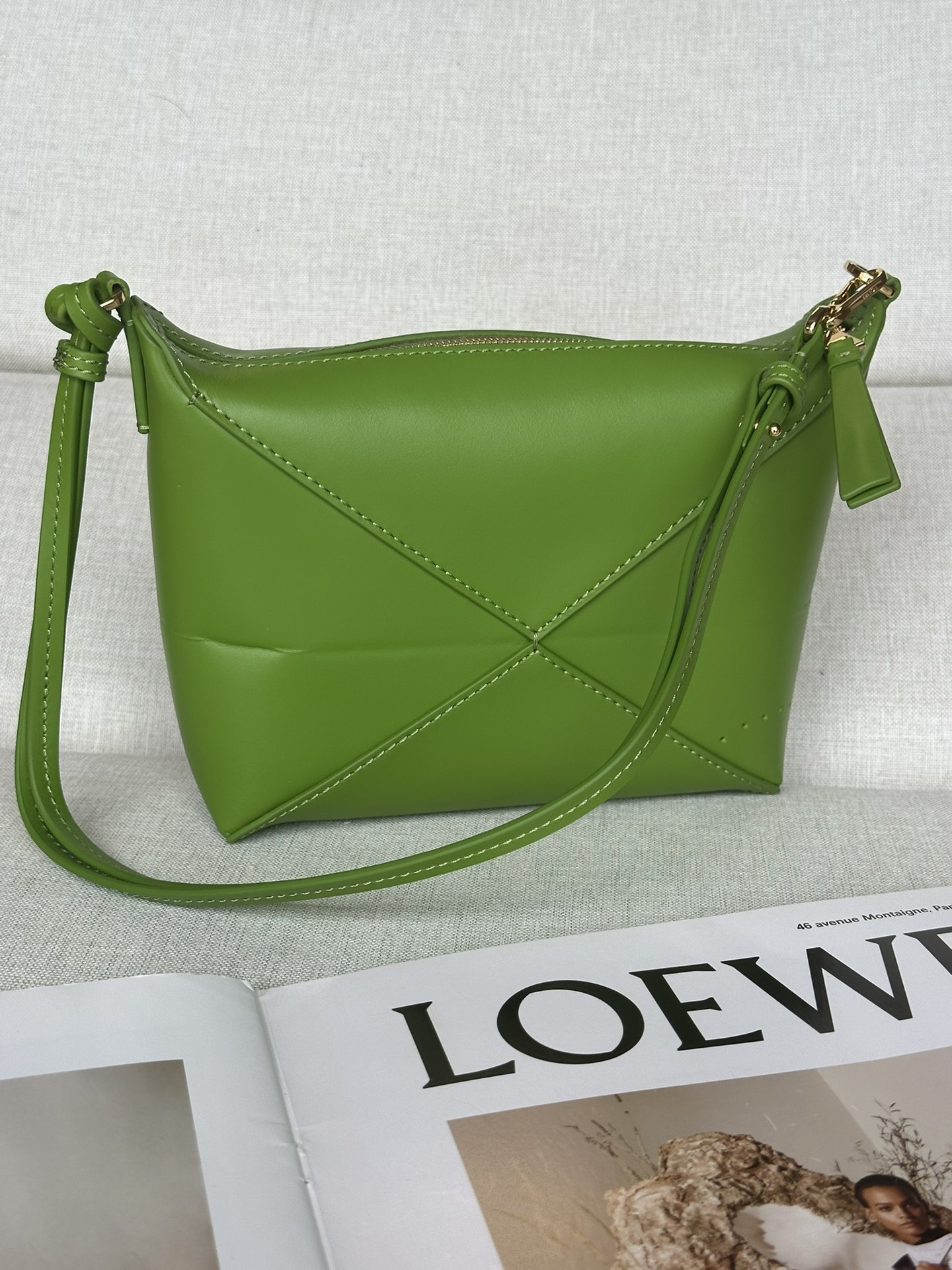 L0ew* Puzzle Fold pouch in shiny nappa calfskin 23x6.5x15.5cm