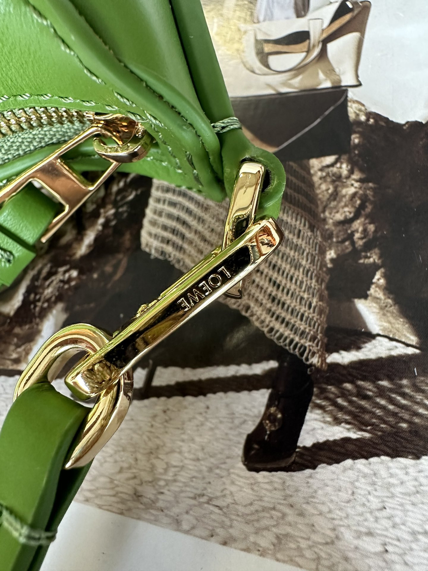 L0ew* Puzzle Fold pouch in shiny nappa calfskin 23x6.5x15.5cm