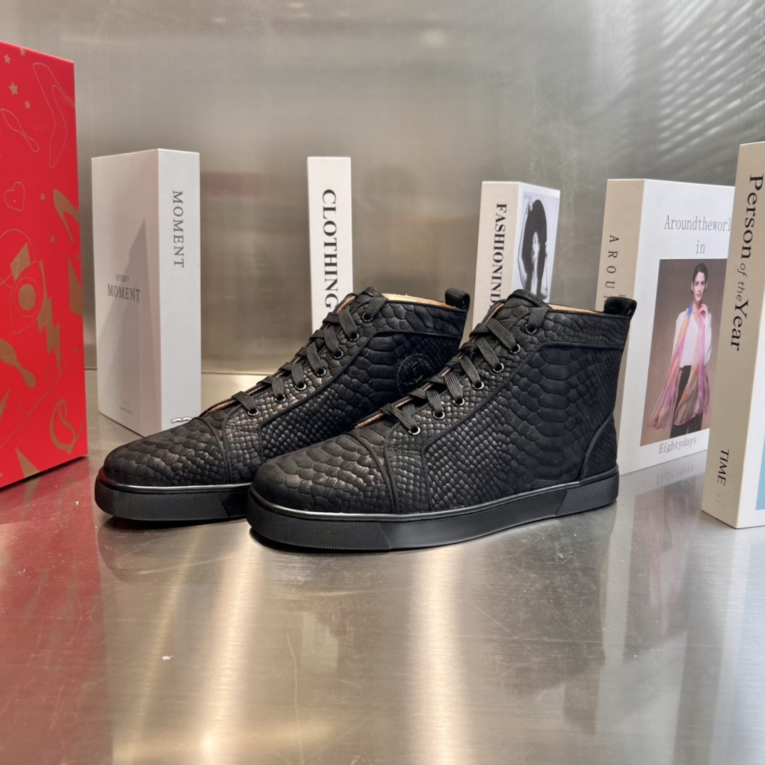 UA Ch**an Louboutin high-top matte snake print version