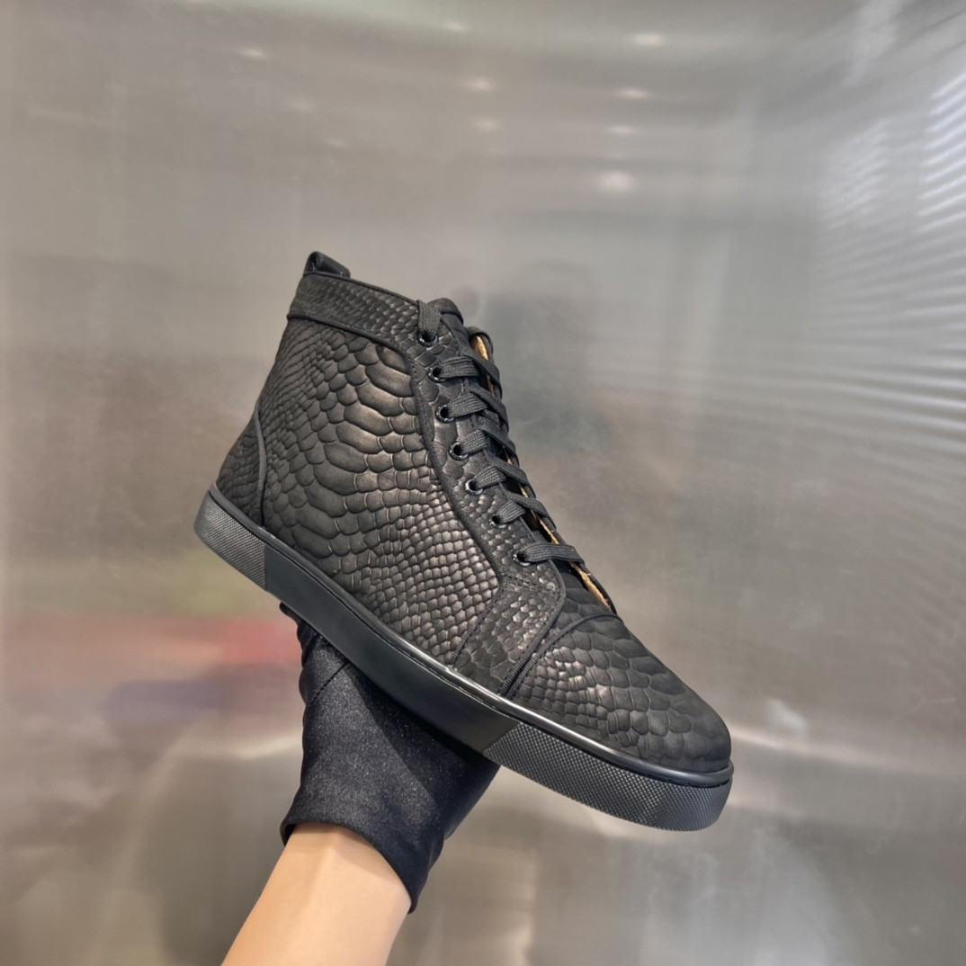 UA Ch**an Louboutin high-top matte snake print version