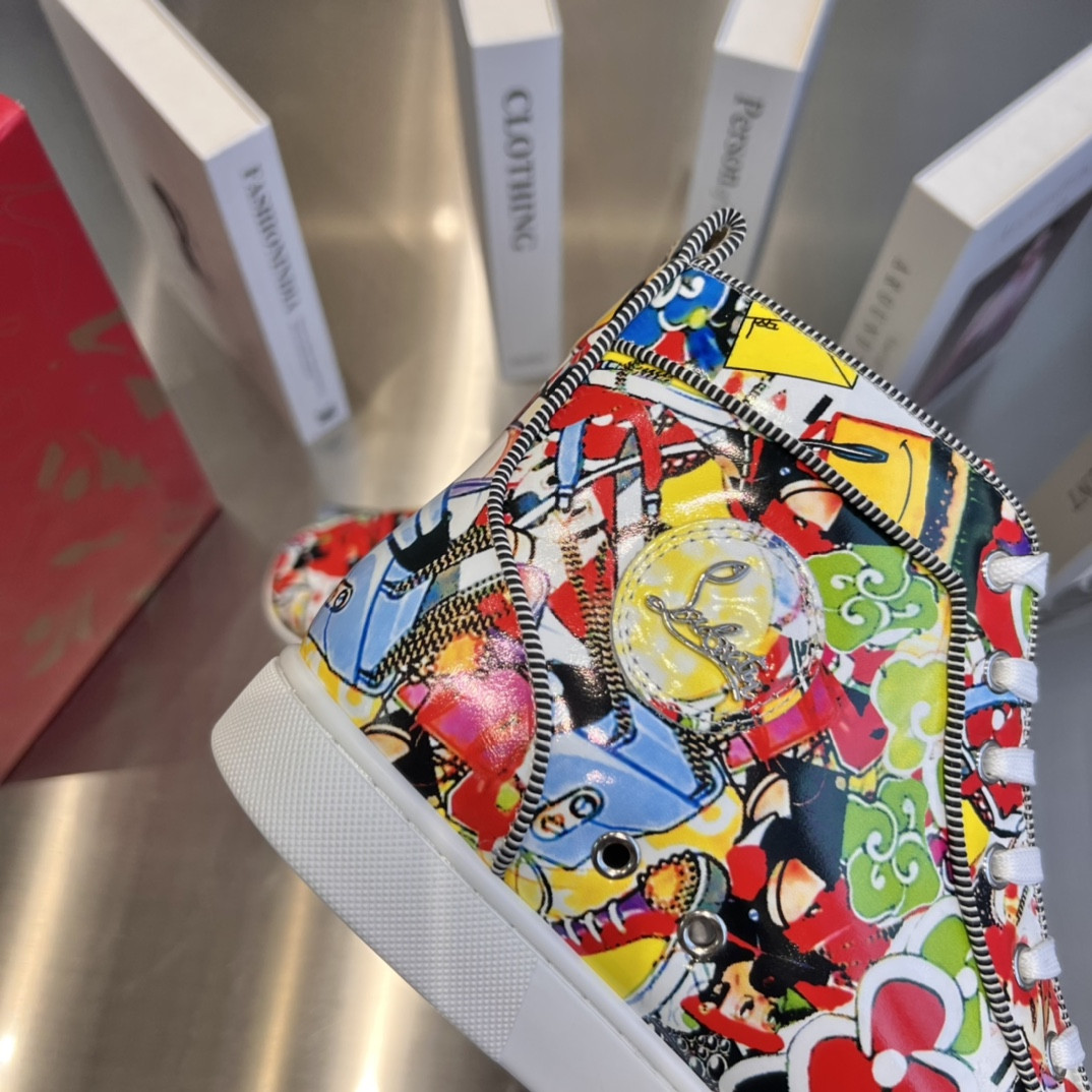 UA Ch**an Louboutin high-top matte snake print version