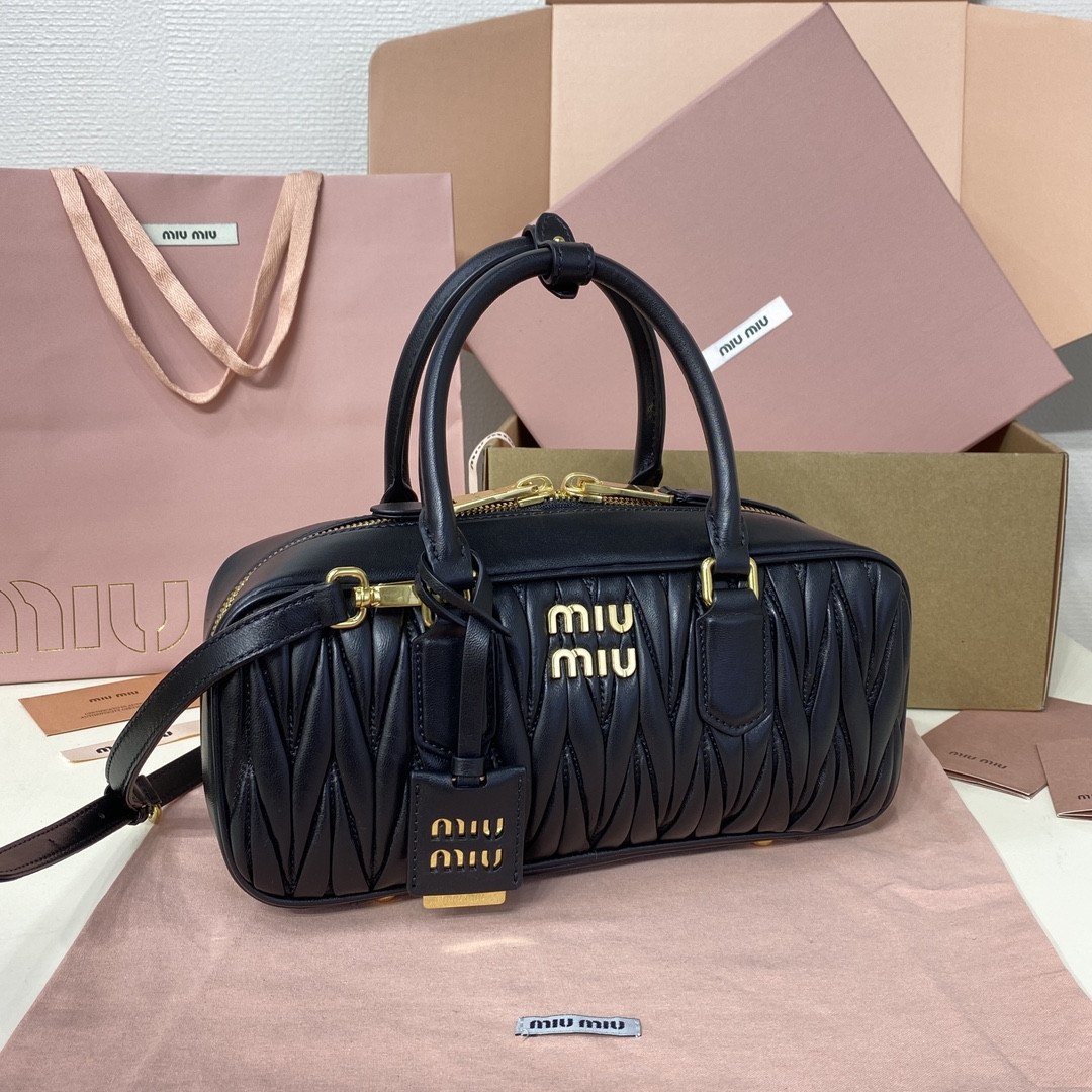 Miu Miu Arcadie matelassé nappa leather bag 12x27x9cm
