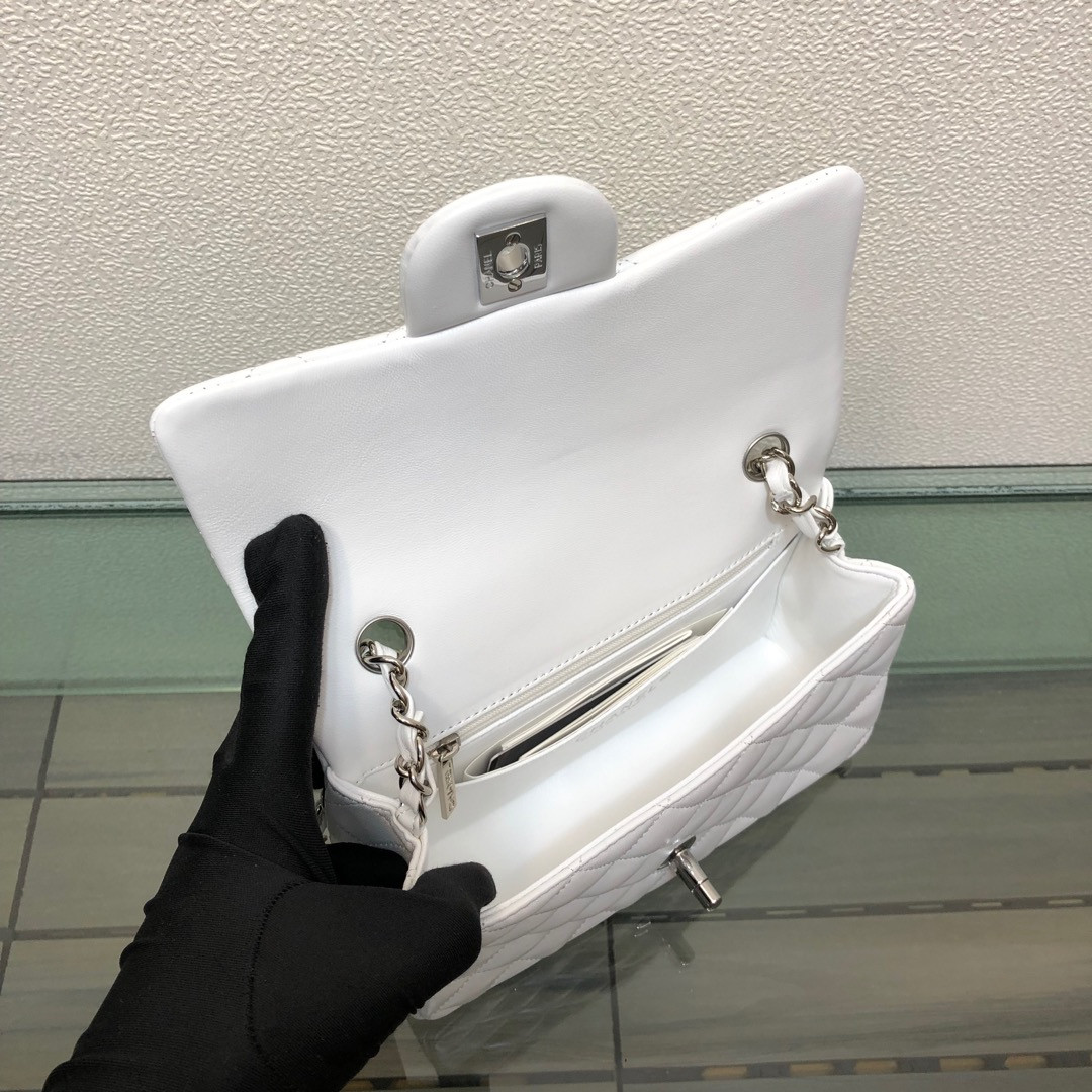 Ch*el MINI FLAP BAG white 12 × 20 × 6 cm