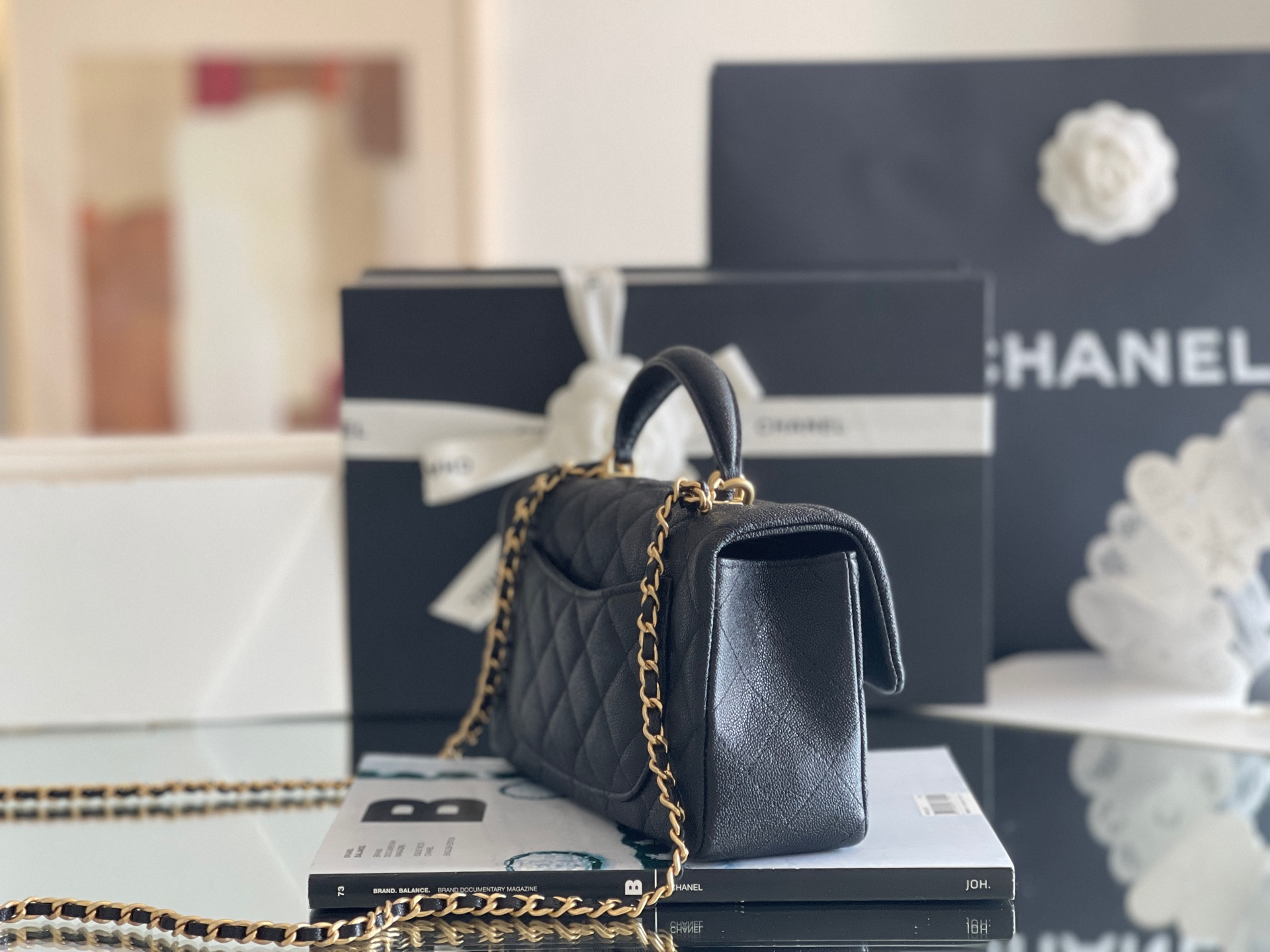 Ch*el Mini Classic Handbag With Top Handle 13x20x9cm