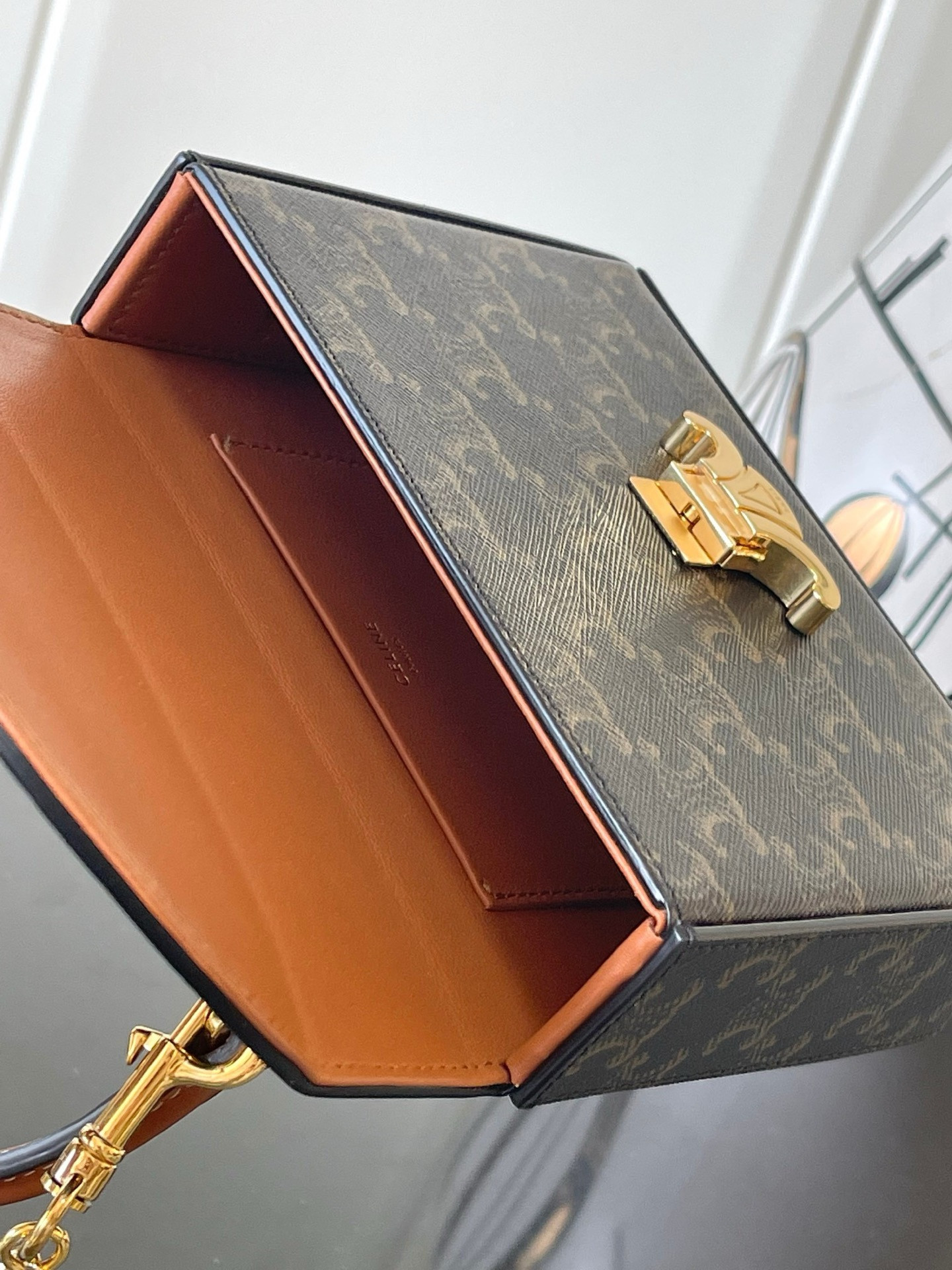 Ce**e SMALL BOX BLANDINE in Triomphe Canvas and Calfskin 16x12x4cm