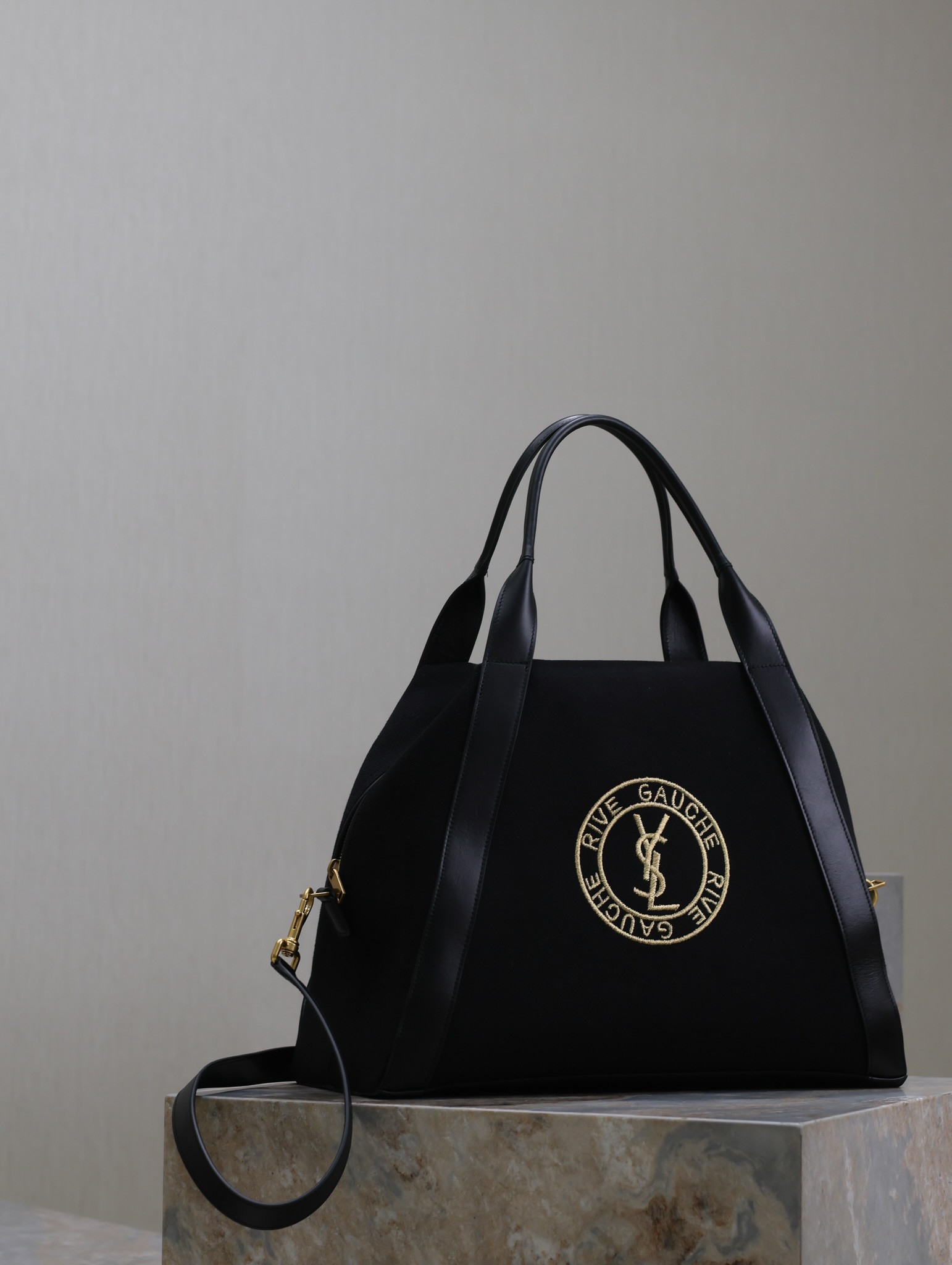 Y*L RIVE GAUCHE bowling tote in canvas 42x32x18cm