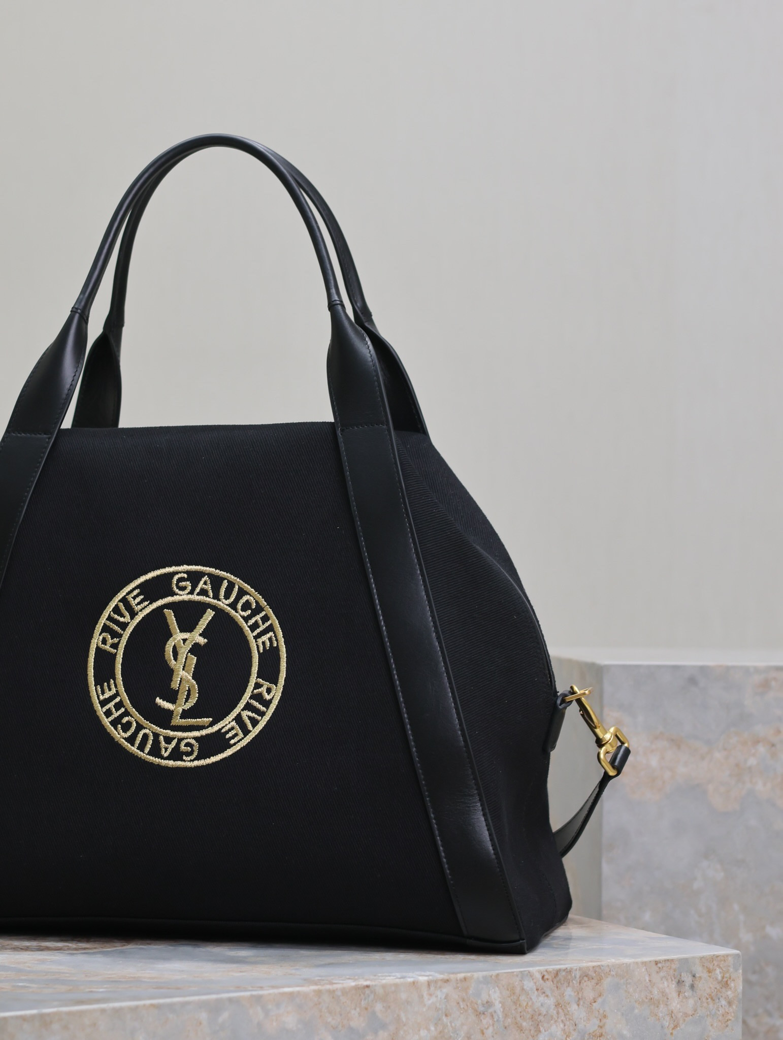 Y*L RIVE GAUCHE bowling tote in canvas 42x32x18cm