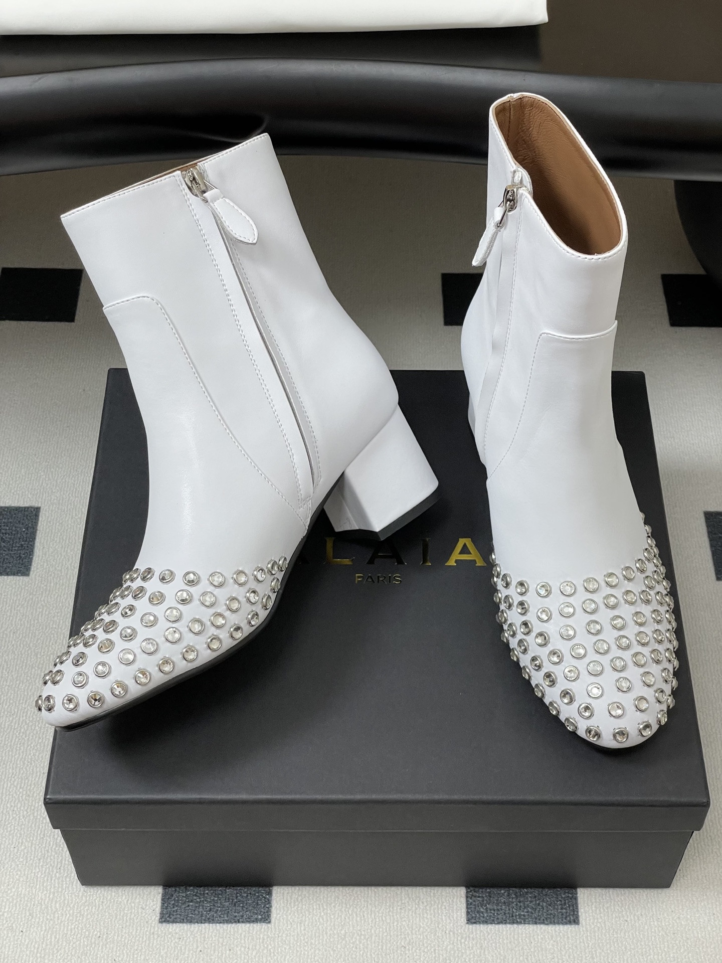 UA Alaia Crystal Diamond Boots 5.5cm Heel(Customized Size 7-10 days production time)