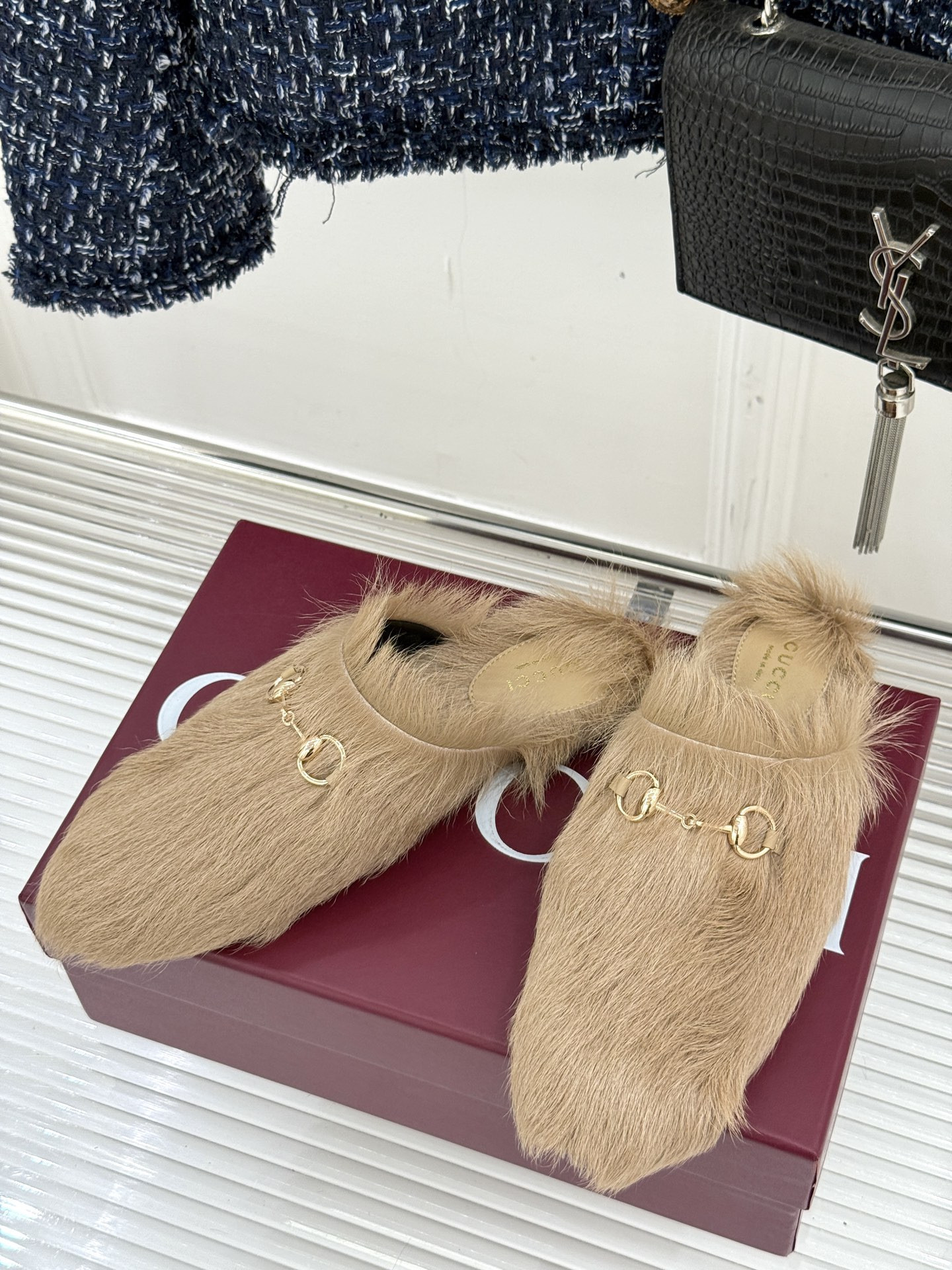 UA G*u*i Horsebit Hair Mule